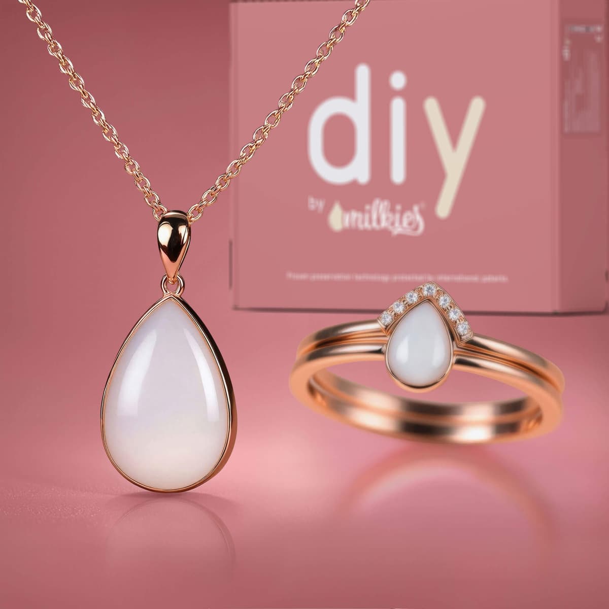 Kit DIY Joyas de Leche Materna - Set: Collar "Together" + Anillo de Gota